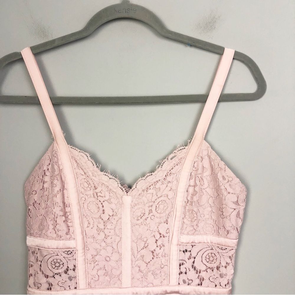 EXPRESS | Baby Pink Lace Bustier Fitted Slip Dress Midi Length Women’s Size 2 - Picture 5 of 11